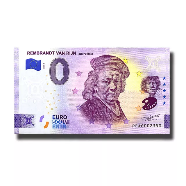 0 Euro Souvenir Banknote Rembrandt Van Rejn Zelfportret Netherlands PEAG 2023-8