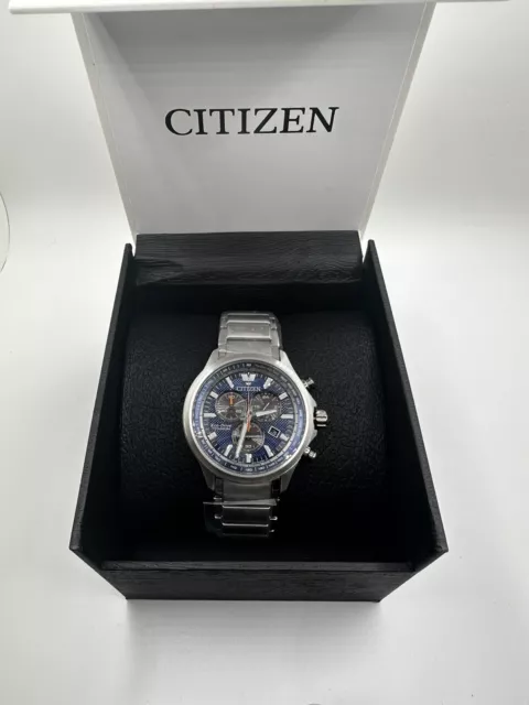 Citizen men's blue accented dial black ip bracelet watch cheap