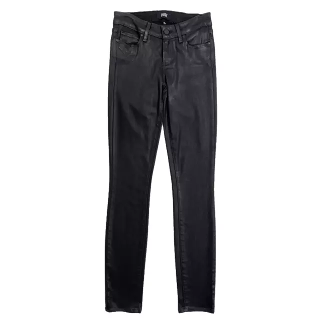 PAIGE Verdugo Ultra Skinny Jean Mid-Rise Luxe Coated Black Fog 25