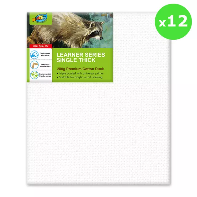 12 x Artist Blank Canvas Value Pack 50x60cm 280g Premium Cotton Duck 3/4" Thick