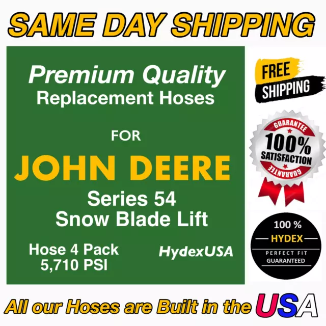 4Pk Premium Hoses For John Deere 54 Plow Snow Blade Lift Angle No Quick Couplers