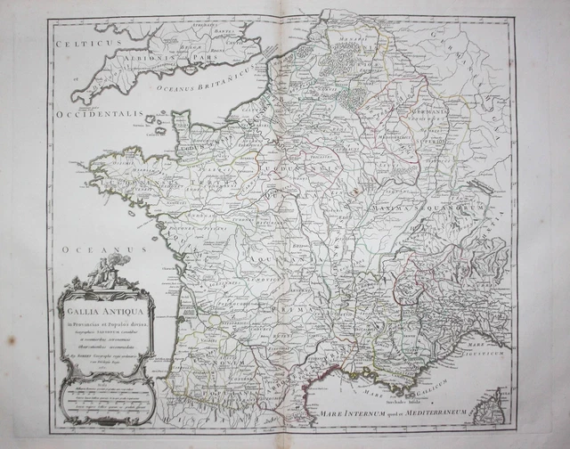 Gallia Gallien Gallier France Frankreich carte map Karte Vaugondy engraving 1750