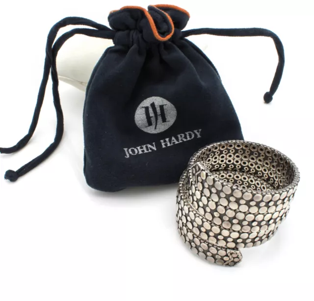 John Hardy Sterling Silver Dot Nuansa Triple Coil Flexible Bracelet W Bag#S906-1