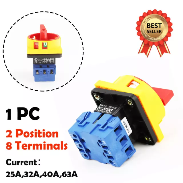 LW-30 2 Position 8 Terminals Rotary Change Over Control Cam Switch 380V 25A-63A