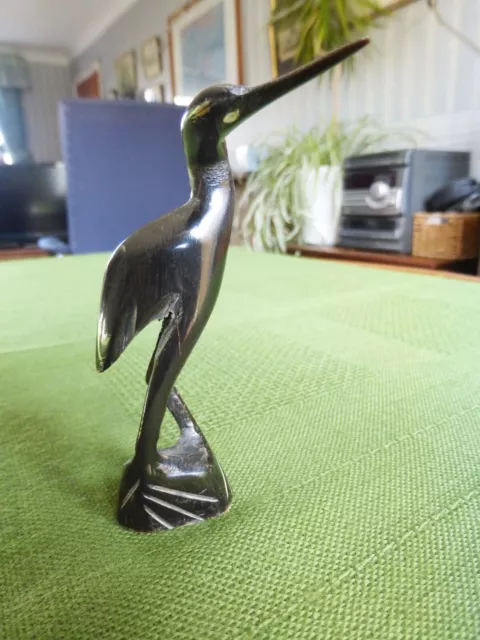 Vintage Carved Horn Bird Heron Stork Crane