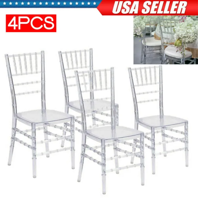 4units Transparent Acrylic Stackable Chiavari Wedding Event Dining Crytal Chairs