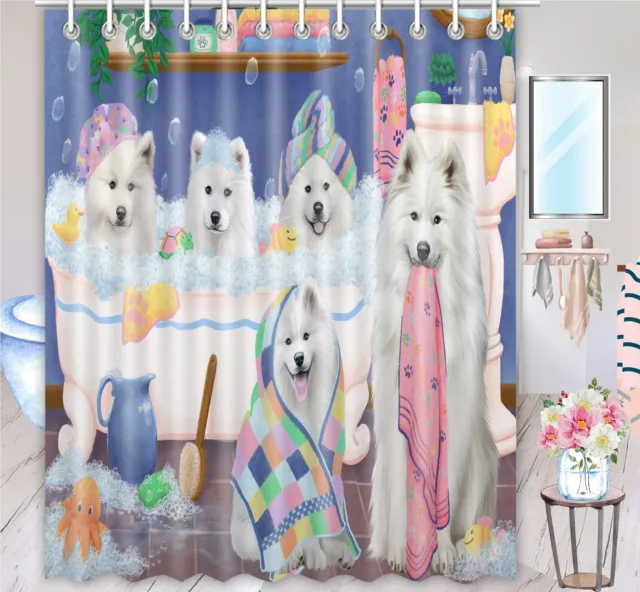 Halloween Samoyed Dog Shower Curtain Bathtub Screens Personalized Hooks