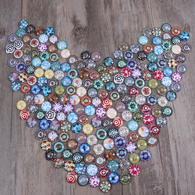 200 Pcs Beads Semicircle DIY Mosaic Buttons Jewellery Making