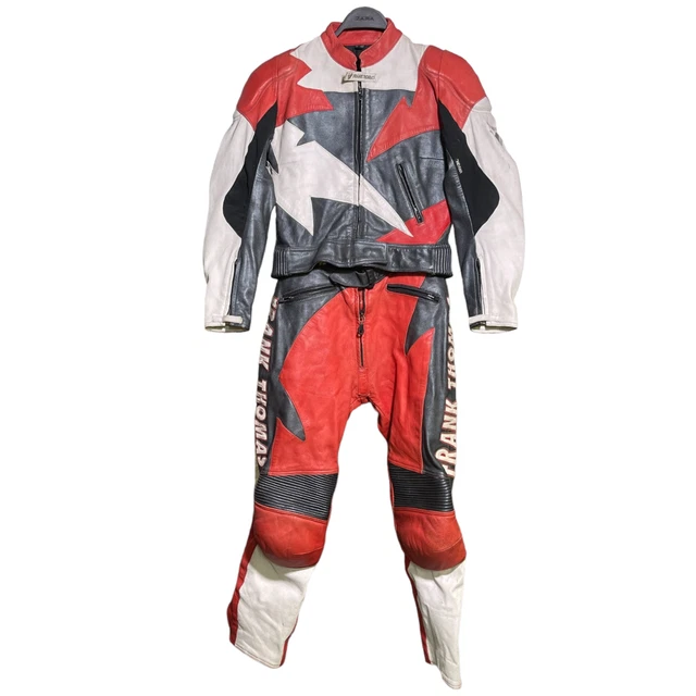 Abito da corsa donna Frank Thomas monopezzo in pelle in 14 UK/EUR rosso/nero/bianco