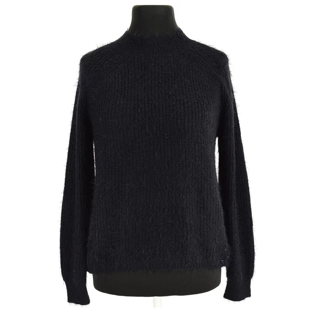 PRIMARK M Nero Acrilico Donna Maglione Manica Lunga Camicia Eu 40, UK 12, 8, It