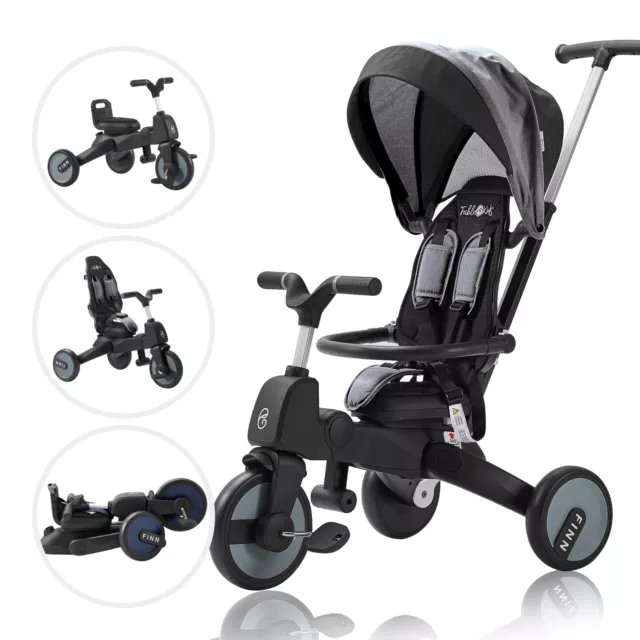 FableKids® Dreirad 7in1 Kinderdreirad Kinder Lenkstange Fahrrad Baby Kinderwagen