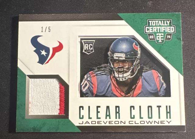 2014 Panini Totally Certified Clear Cloth Jersey /5 Jadeveon Clowney Rookie RC