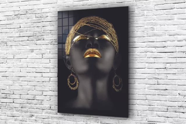 African Woman & Jewels Tempered Glass Printing Wall Art Australian Made Quality