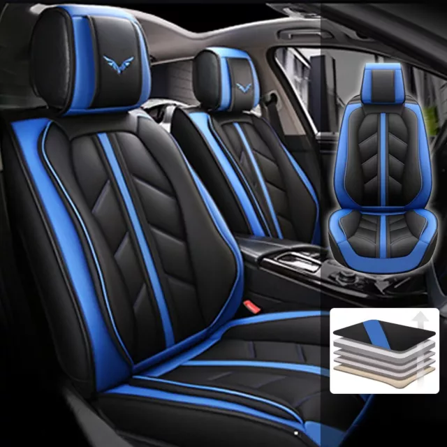 Car Seat Covers 5-Seats Set for Hummer Leather Protection Cushion Blue typAA 2