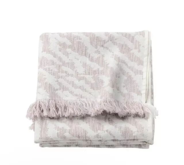 IKEA KAPASTER Couch Throw Blanket White & Pink Fringe 51" X 67" Unused