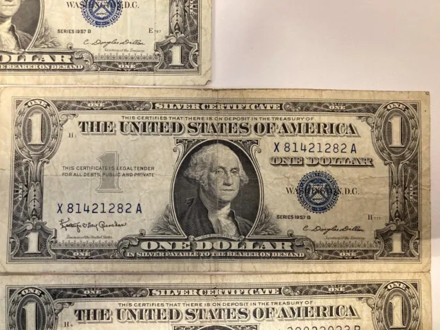 US $1 Dollar Silver Certificate Series 1957, 1957A, 1957B Various Conditions