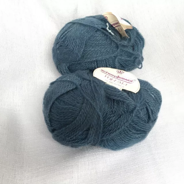 Scheepjeswol Voluma Fluffy Acrylic / Mohair Blend Yarn 2 Skeins Blue #5351 New