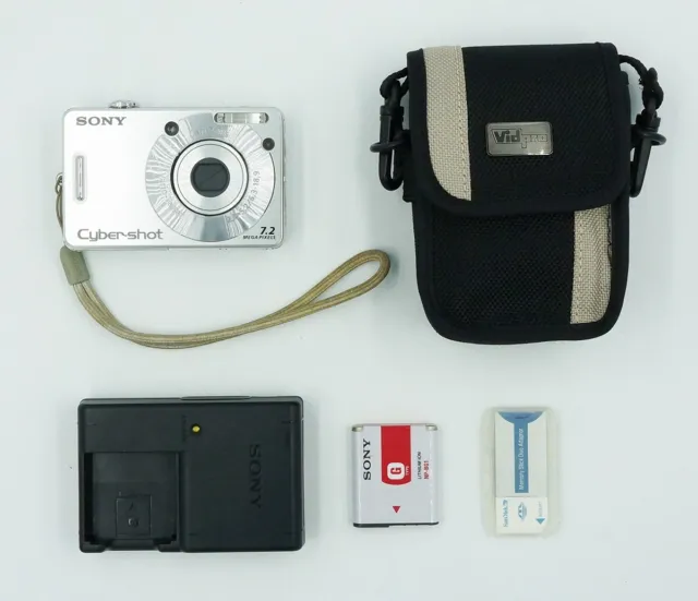 Sony CyberShot DSC-W70 7.2MP Camera Battery Charger Card Case #541