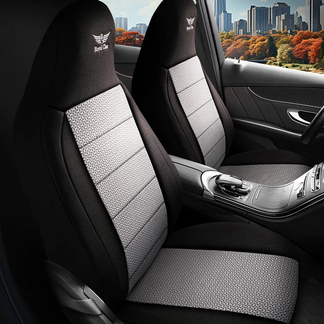 Coprisedili Universali Per Skoda Kamiq (dal 2019) - Set 6 Pezzi In Poliestere, Colore Nero/Grigio TF2