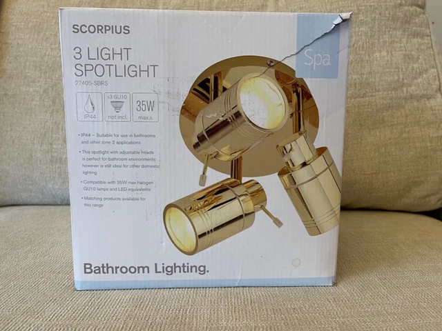 Brass 3 Spot Bathroom Ceiling Light