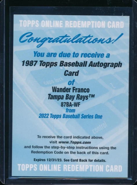 WANDER FRANCO AUTO 2022 Topps Series 1 Baseball 1987 Redemption Autograph RC