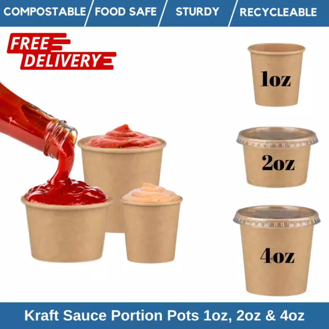 Kraft Paper Portion Pots Soufflé Cups Compostable Ramekin Sauce Cups 1oz/2oz/4oz