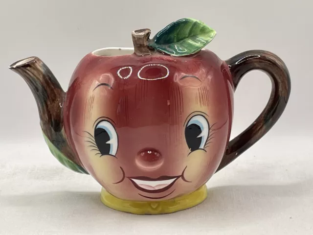 Vintage PY MIYAO Japan Anthropomorphic Apple Face Tea Pot Vase Mid century MCM