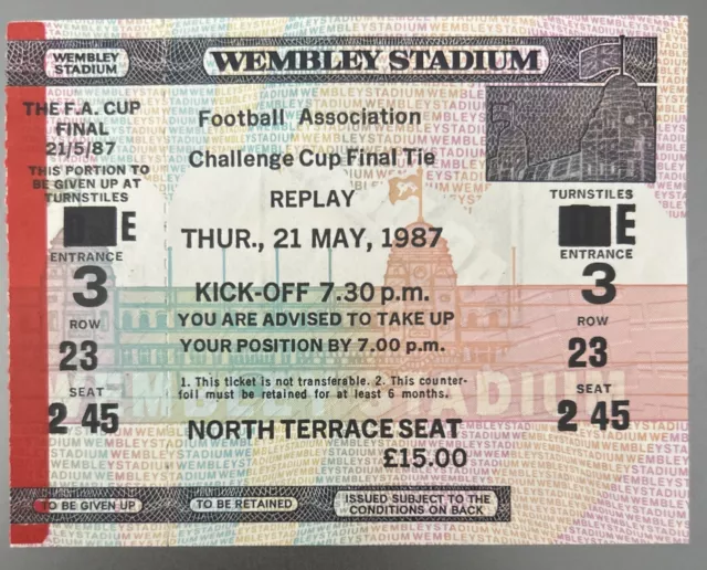 Mint Unused 1987 FA Cup Final Replay Coventry City V Spurs Match Ticket Stub