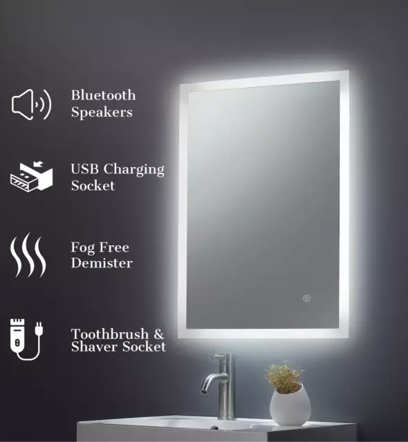 Keenware KBM-037 LED Badezimmerspiegel mit drahtlosen Bluetooth-Lautsprechern, Demister,