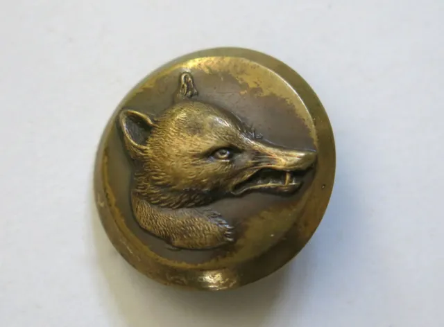 RENARD, très beau bouton ancien de chasse, treble stand extra rich, renard,RARE