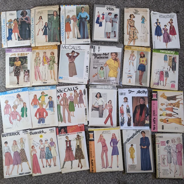 6 Sewing Pattern Lot - Butterick, Simplicity, McCalls- Various Sizes - Cut/Uncut