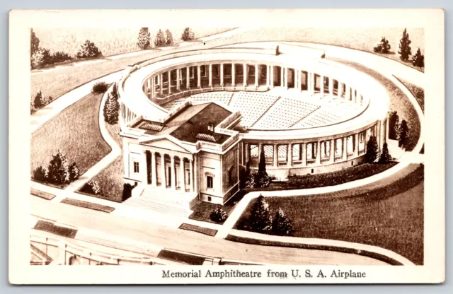 Real Photo Postcard~Airplane View~Memorial Amphitheater~Washington DC 1920s RPPC