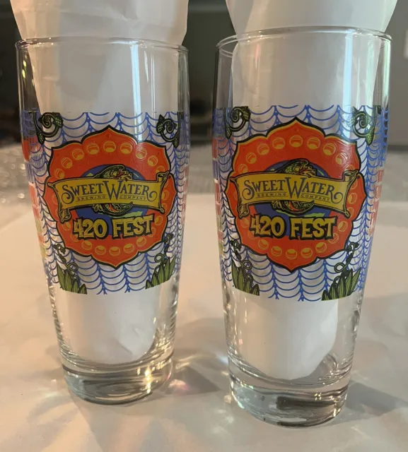 (2) 2017 SWEET WATER 420 FEST Beer Glasses! ATLANTA Centennial Widespread Panic