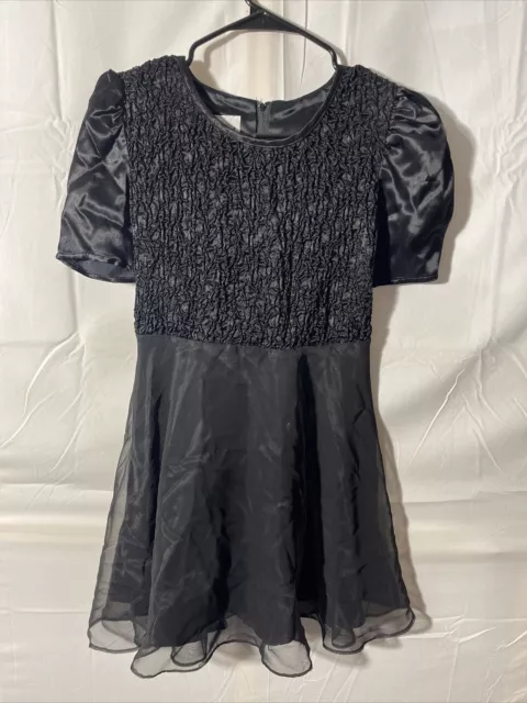 Amy Too! Vintage Girls Dress Black MADE IN USA Size 10 Lace Byer California