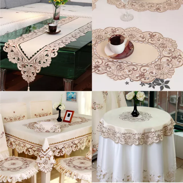 Vintage Embroidered Lace Table Runner Dining Table Cloth Cover Mat Wedding Party