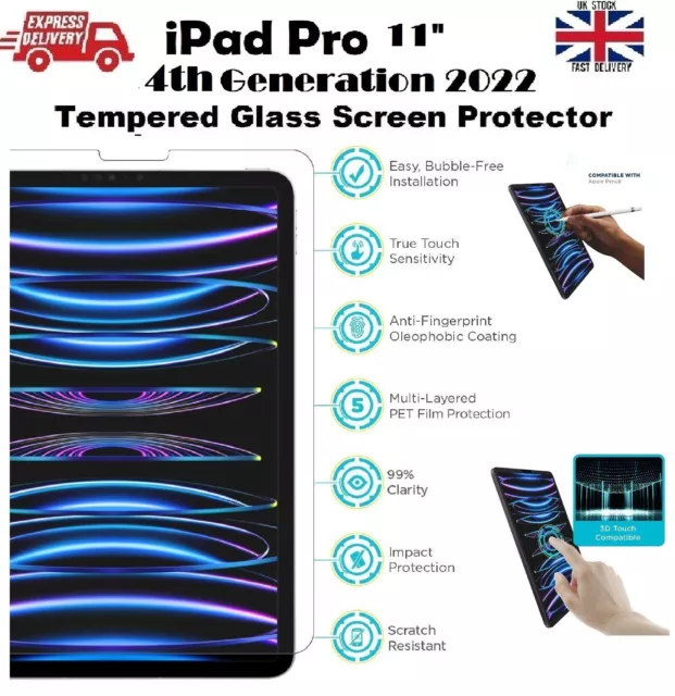 Gorilla Glass Tempered Glass Screen Protector For Apple iPad Pro 11 4th GEN 2022