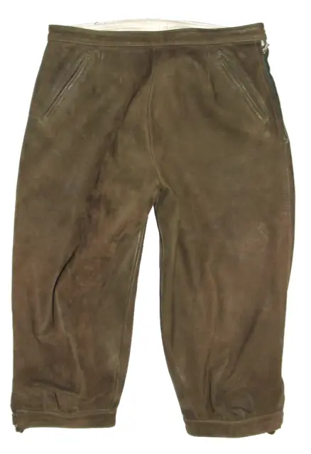 Donne- Trachten- Kniebund- Pantaloni IN Pelle/Pantaloni Costume Scuro Oliva