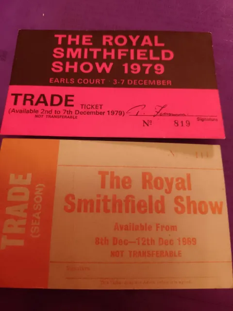 The Royal Smithfield Show Tickets 1969 &1979