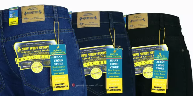 Jeans uomo regular pantaloni Cotone denim elasticizzato Taglie Forti da 46 a 74