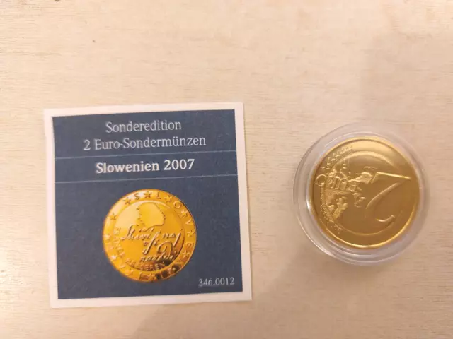 2 euro sondermünze slowenien 2007 24 Karat Vollvergoldet Münze