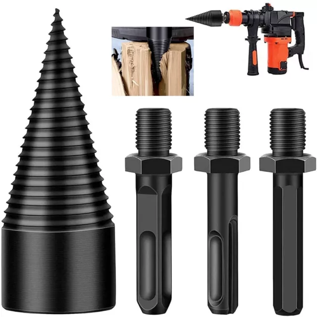 4x High Speed Twist Firewood Drill Bit Wood Splitter Screw Splitting Cone Driver