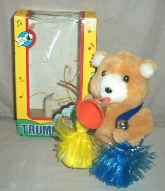VTG Animated Trumpy Bear Stuffed Plush Toy Cheerleader Poms Whistles Megaphone