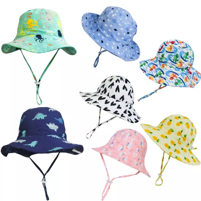 Baby Infant Toddler Summer Bucket Sun Hat Kids Boy Girl Wide Brim Beach Hats Cap