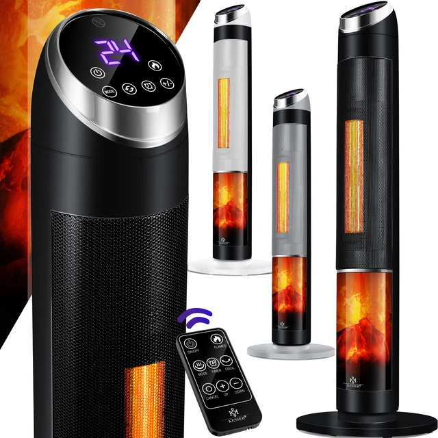 KESSER® Turmheizstrahler 2000W Heizstrahler Infrarot Heizstrahler Kamin Effekt