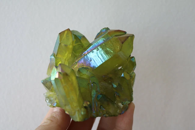 314g Beautiful Natural Rainbow green Titanium Quartz Crystal Cluster Specimen