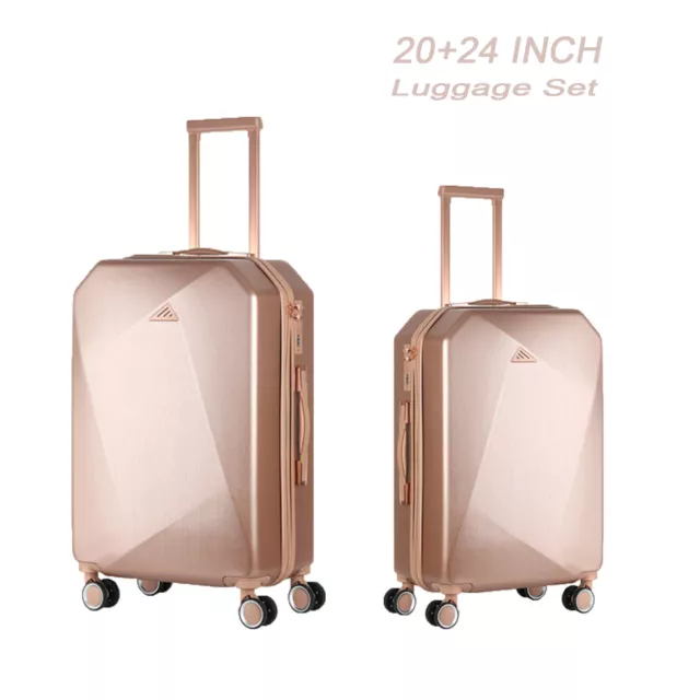 Luggage 2 Piece Set Suitcase Spinner Hardshell Lightweight TSA Lock ,Rose Gold