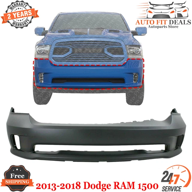 FRONT BUMPER COVER Primed Plastic With Ram Logo For 2013 2018 Dodge