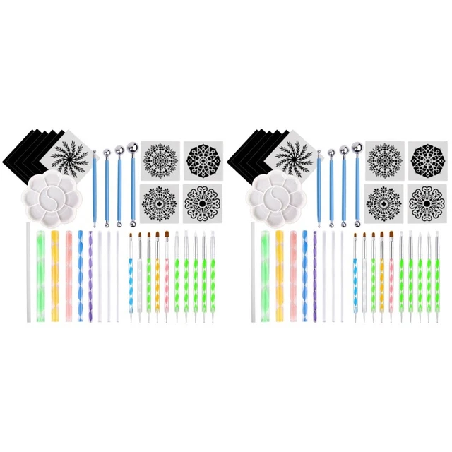 2 Juegos de Herramientas de Modelado de Tonda Cerámica Talla Mandala Plantilla Kit