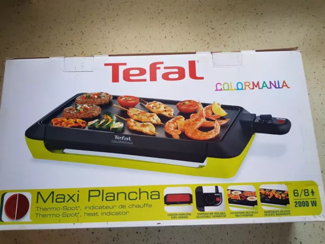 Maxi Plancha  Électrique tefal 6/8 Personnes. neuve- 2000w-couleur vert anis