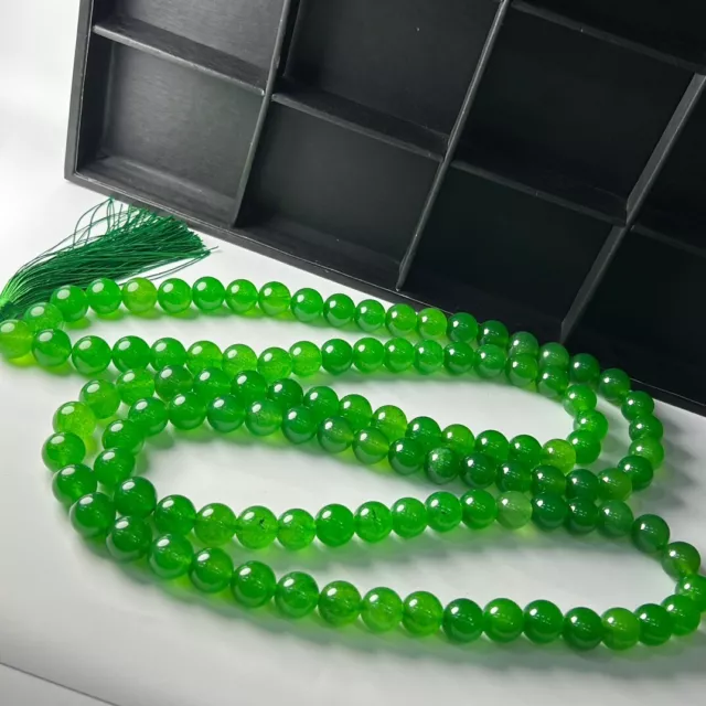 16mm Certified Natural Icy Green Myanmar Jade jadeite 108 Round Beads Necklaces